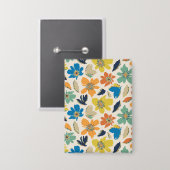 Abstract Hand-Drawn Boho Floral Pattern Button (Vorderseite/Rückseite)