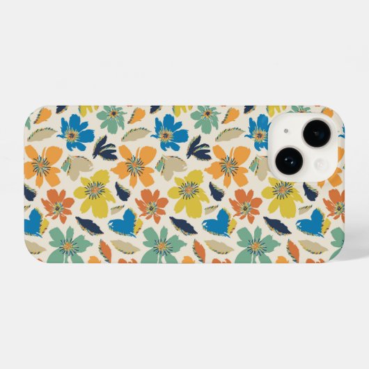 Abstract Hand-Drawn Boho Floral Pattern iPhone Hülle (Rückseite (Horizontal))