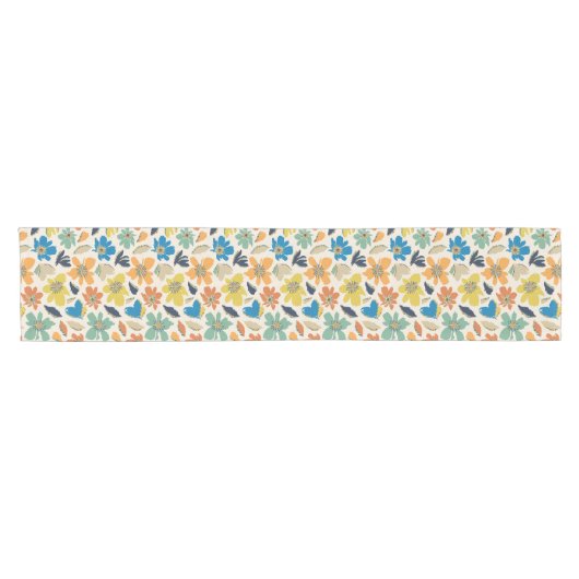 Abstract Hand-Drawn Boho Floral Pattern Kurzer Tischläufer (Horizontal)