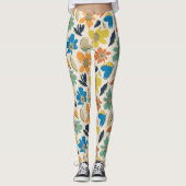 Abstract Hand-Drawn Boho Floral Pattern Leggings (Vorderseite)