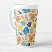 Abstract Hand-Drawn Boho Floral Pattern Milchtasse (Linke Ecke)