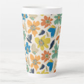 Abstract Hand-Drawn Boho Floral Pattern Milchtasse (Vorderseite)