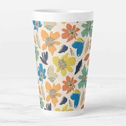 Abstract Hand-Drawn Boho Floral Pattern Milchtasse (Vorderseite)