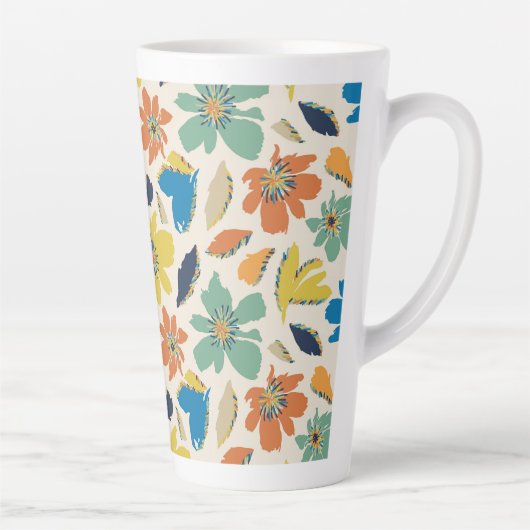 Abstract Hand-Drawn Boho Floral Pattern Milchtasse (Rechts)