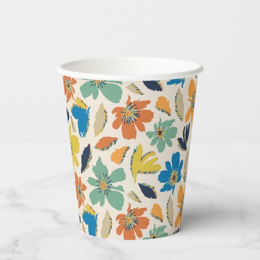 Abstract Hand-Drawn Boho Floral Pattern Pappbecher (Rückseite)