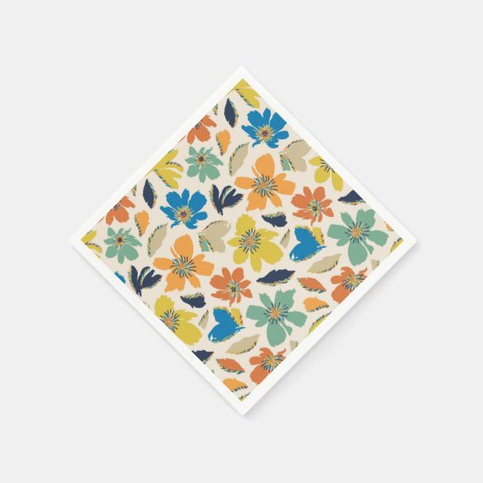 Abstract Hand-Drawn Boho Floral Pattern Serviette (Ecke)