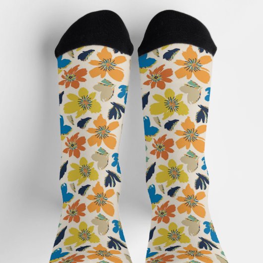 Abstract Hand-Drawn Boho Floral Pattern Socken (Oben)
