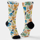 Abstract Hand-Drawn Boho Floral Pattern Socken (Gewinkelt)