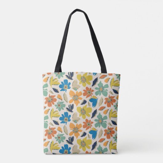 Abstract Hand-Drawn Boho Floral Pattern Tasche (Rückseite)