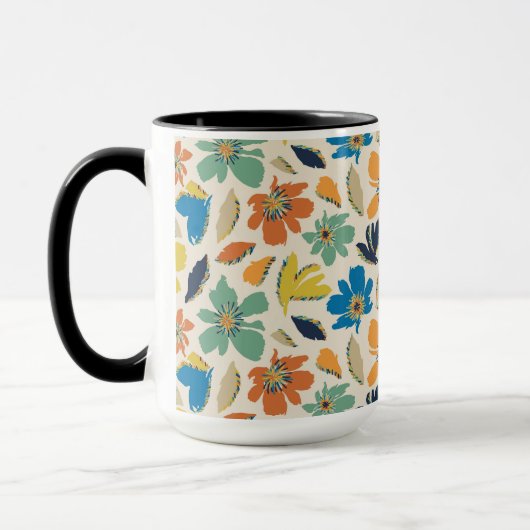 Abstract Hand-Drawn Boho Floral Pattern Tasse (Links)