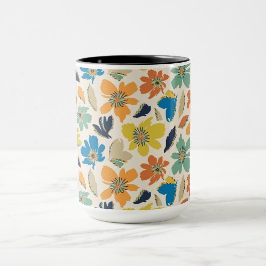 Abstract Hand-Drawn Boho Floral Pattern Tasse (Zentrum)