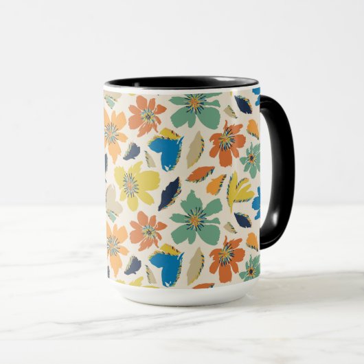 Abstract Hand-Drawn Boho Floral Pattern Tasse (VorderseiteRechts)