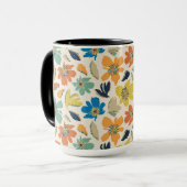 Abstract Hand-Drawn Boho Floral Pattern Tasse (Vorderseite Links)