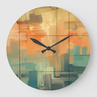 Abstract Hand-Painted Modern Art Canvas | Contempo Große Wanduhr