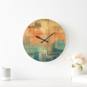 Abstract Hand-Painted Modern Art Canvas | Contempo Große Wanduhr (Zuhause)