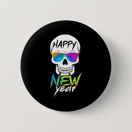 Abstract Happy New Skull Year Button (Vorderseite)