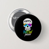 Abstract Happy New Skull Year Button (Vorne & Hinten)