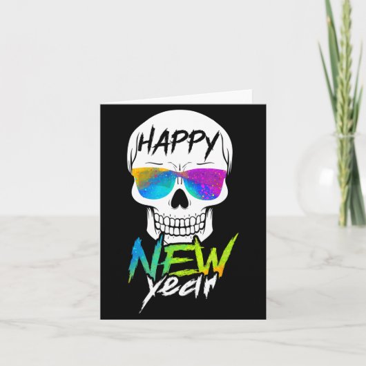 Abstract Happy New Skull Year  Karte (Vorderseite)