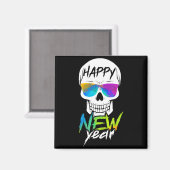 Abstract Happy New Skull Year  Magnet (Vorderseite/Rückseite)