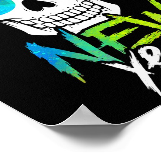 Abstract Happy New Skull Year  Poster (Ecke)