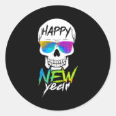 Abstract Happy New Skull Year  Runder Aufkleber (Vorderseite)