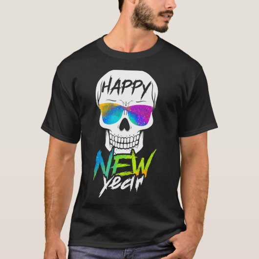 Abstract Happy New Skull Year  T-Shirt (Vorderseite)
