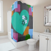 Abstract Heart Floral Art Duschvorhang (Beispiel)