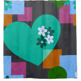 Abstract Heart Floral Art Duschvorhang