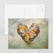 Abstract Heart Flowers Impressionist Postcard Postkarte (Vorne/Hinten)