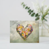 Abstract Heart Flowers Impressionist Postcard Postkarte (Stehend Vorderseite)
