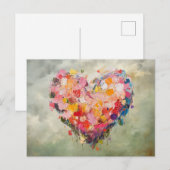 Abstract Heart Flowers Impressionist Postcard Postkarte (Vorne/Hinten)