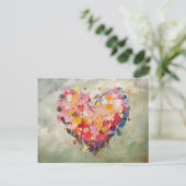 Abstract Heart Flowers Impressionist Postcard Postkarte (Stehend Vorderseite)