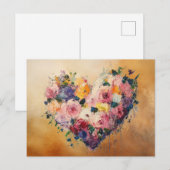 Abstract Heart Flowers Impressionist Postcard Postkarte (Vorne/Hinten)