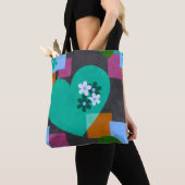Abstract Heart & Geometric Floral Tote Bag Tasche (Von Nahem)