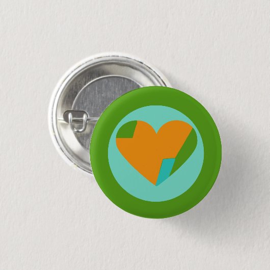 Abstract Heart Green Teal Orange Circle Button (Vorne & Hinten)