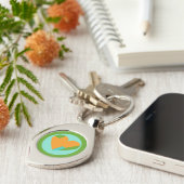 Abstract Heart Green Teal Orange Circle Schlüsselanhänger (Seite)