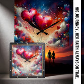 Abstract Heart Nebula Dream Quadratische Wanduhr