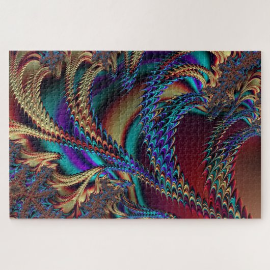 Abstract Holographic Fractal Alien Landscape Puzzle (Horizontal)