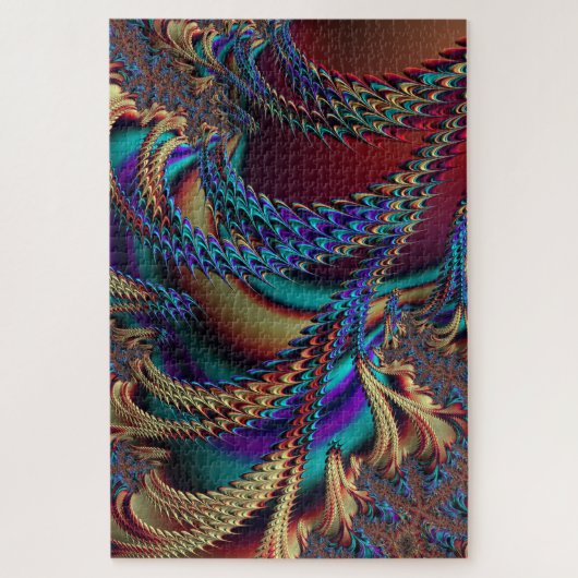 Abstract Holographic Fractal Alien Landscape Puzzle (Vertikal)