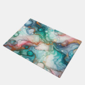 Abstract in Pink, Teal, Blue, and Gold Fußmatte (Schrägansicht)