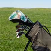 Abstract in Pink, Teal, Blue, and Gold Golf Headcover (In SItu)
