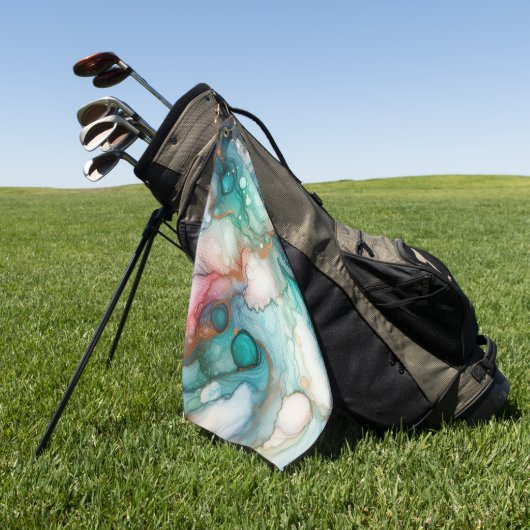 Abstract in Pink, Teal, Blue, and Gold Golfhandtuch (Gras)