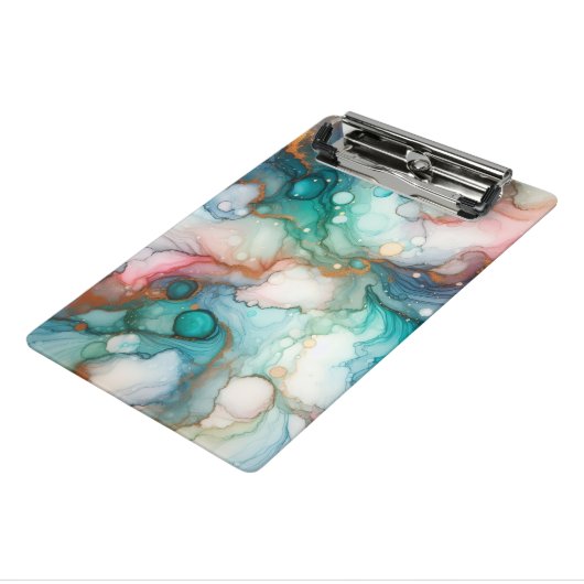 Abstract in Pink, Teal, Blue, and Gold Mini Klemmbrett (Gewinkelt3)