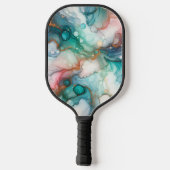 Abstract in Pink, Teal, Blue, and Gold Pickleball Schläger (Rückseite)