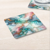 Abstract in Pink, Teal, Blue, and Gold Rechteckiger Pappuntersetzer (angewinkelt)
