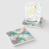 Abstract in Pink, Teal, Blue, and Gold Steinuntersetzer (Seitenansicht)