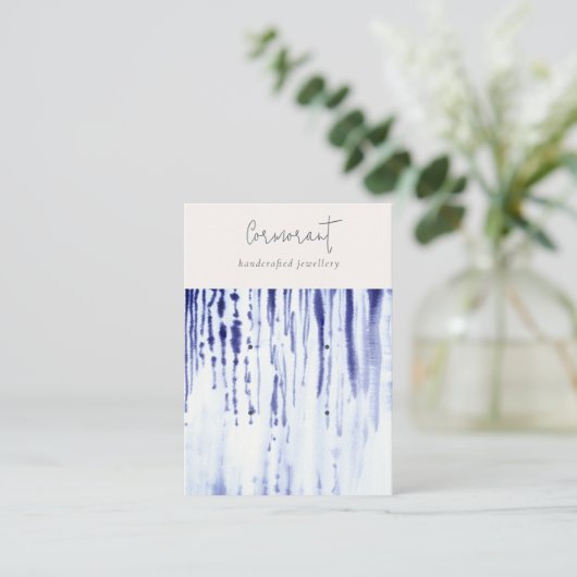 Abstract Ink Blue Lines 2 Earring Stud Holder Visitenkarte (Stehend Vorderseite)
