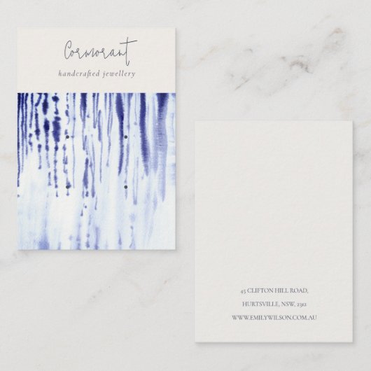 Abstract Ink Blue Lines 2 Earring Stud Holder Visitenkarte (Vorne/Hinten)