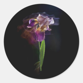 Abstract Iris Flower – Elegant Floral Art Runder Aufkleber