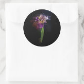 Abstract Iris Flower – Elegant Floral Art Runder Aufkleber (Tasche)